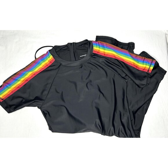 Humankind x Target Swimsuit Small Black Rainbow Pride One-Piece Unisuit - Picture 13 of 16